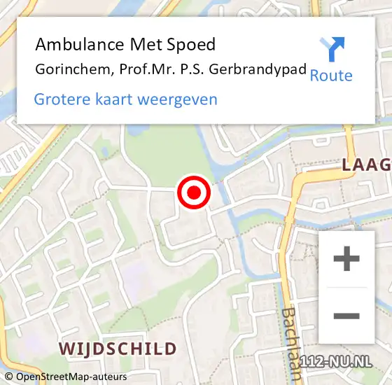 Locatie op kaart van de 112 melding: Ambulance Met Spoed Naar Gorinchem, Prof.Mr. P.S. Gerbrandypad op 5 februari 2023 12:19