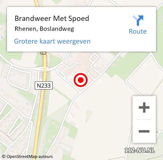 Locatie op kaart van de 112 melding: Brandweer Met Spoed Naar Rhenen, Boslandweg op 5 februari 2023 12:35