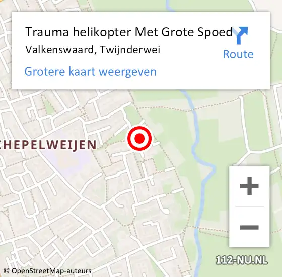 Locatie op kaart van de 112 melding: Trauma helikopter Met Grote Spoed Naar Valkenswaard, Twijnderwei op 5 februari 2023 12:52
