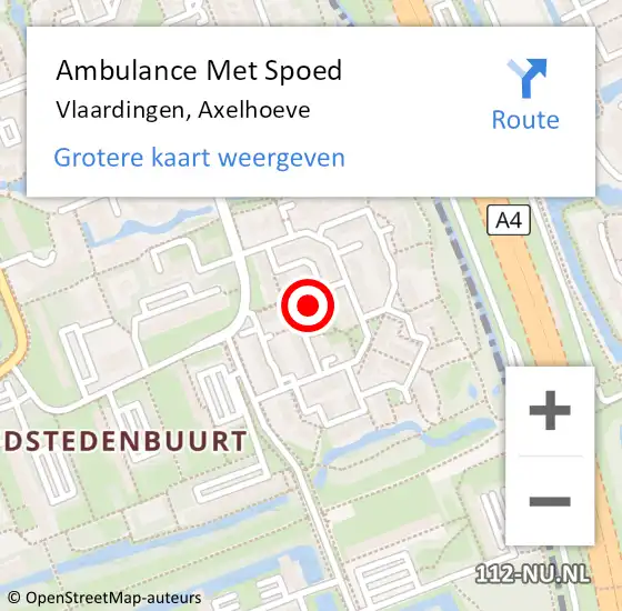 Locatie op kaart van de 112 melding: Ambulance Met Spoed Naar Vlaardingen, Axelhoeve op 5 februari 2023 12:58