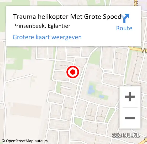 Locatie op kaart van de 112 melding: Trauma helikopter Met Grote Spoed Naar Prinsenbeek, Eglantier op 5 februari 2023 13:11