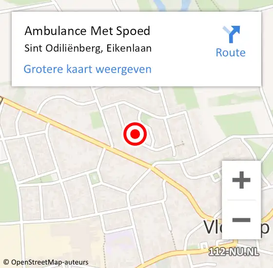 Locatie op kaart van de 112 melding: Ambulance Met Spoed Naar Sint Odiliënberg, Eikenlaan op 5 februari 2023 13:35