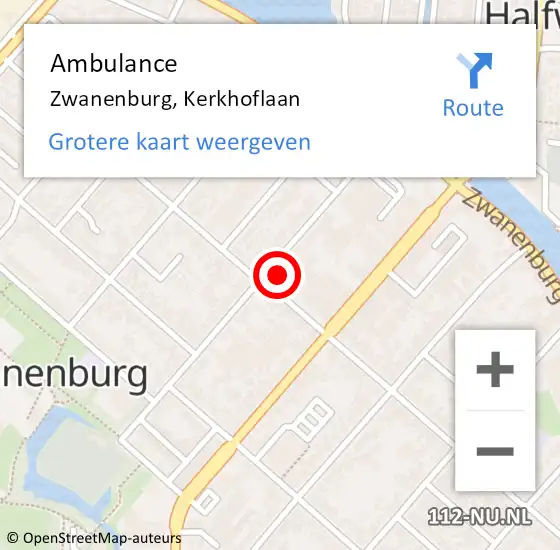 Locatie op kaart van de 112 melding: Ambulance Zwanenburg, Kerkhoflaan op 5 februari 2023 13:45