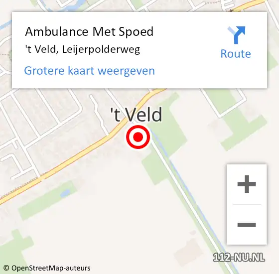 Locatie op kaart van de 112 melding: Ambulance Met Spoed Naar 't Veld, Leijerpolderweg op 5 februari 2023 13:48