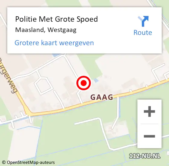 Locatie op kaart van de 112 melding: Politie Met Grote Spoed Naar Maasland, Westgaag op 5 februari 2023 13:52