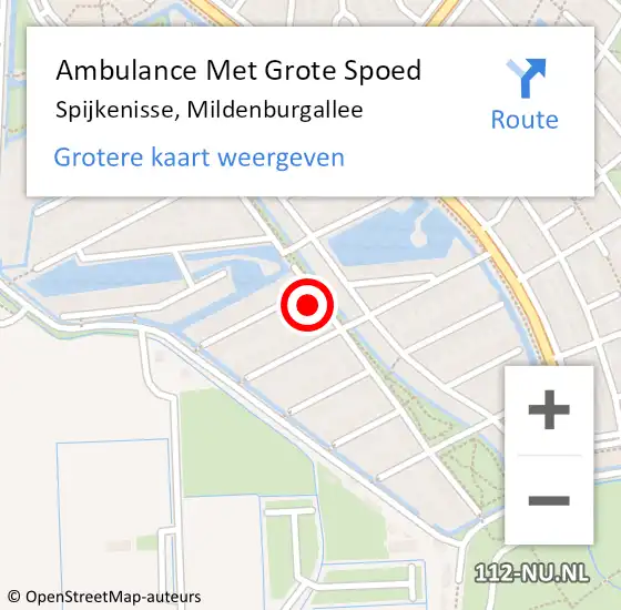 Locatie op kaart van de 112 melding: Ambulance Met Grote Spoed Naar Spijkenisse, Mildenburgallee op 5 februari 2023 14:03