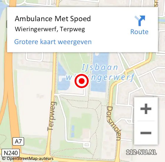 Locatie op kaart van de 112 melding: Ambulance Met Spoed Naar Wieringerwerf, Terpweg op 5 februari 2023 14:04