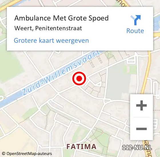 Locatie op kaart van de 112 melding: Ambulance Met Grote Spoed Naar Weert, Penitentenstraat op 5 februari 2023 14:10