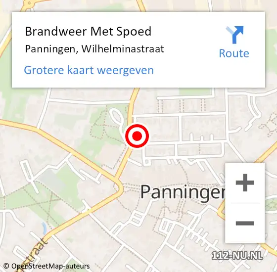 Locatie op kaart van de 112 melding: Brandweer Met Spoed Naar Panningen, Wilhelminastraat op 5 februari 2023 14:22