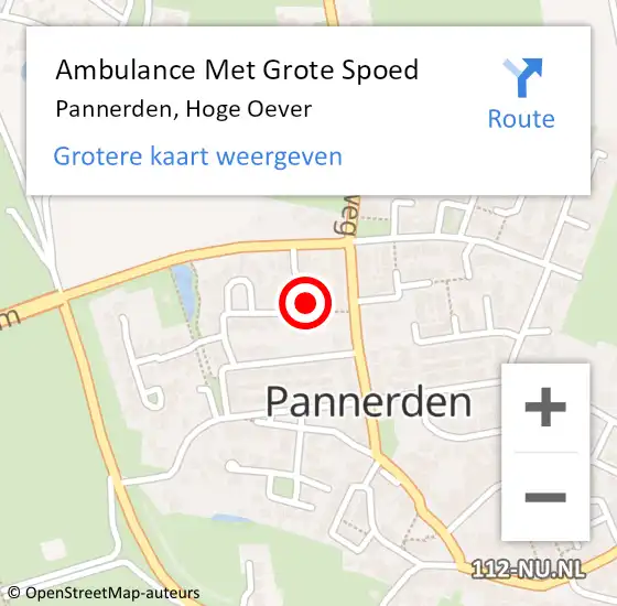 Locatie op kaart van de 112 melding: Ambulance Met Grote Spoed Naar Pannerden, Hoge Oever op 5 februari 2023 14:45
