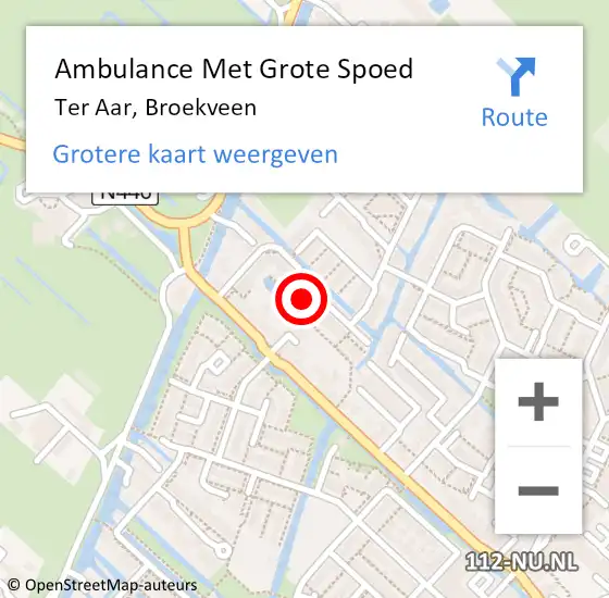 Locatie op kaart van de 112 melding: Ambulance Met Grote Spoed Naar Ter Aar, Broekveen op 5 februari 2023 15:01