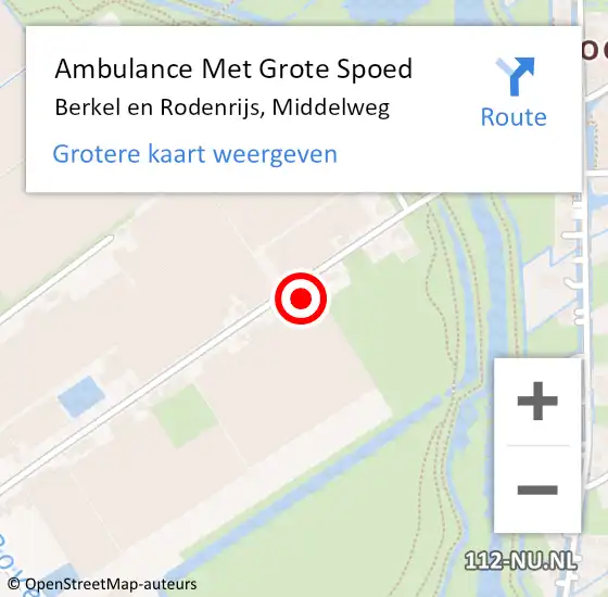 Locatie op kaart van de 112 melding: Ambulance Met Grote Spoed Naar Berkel en Rodenrijs, Middelweg op 5 februari 2023 15:02