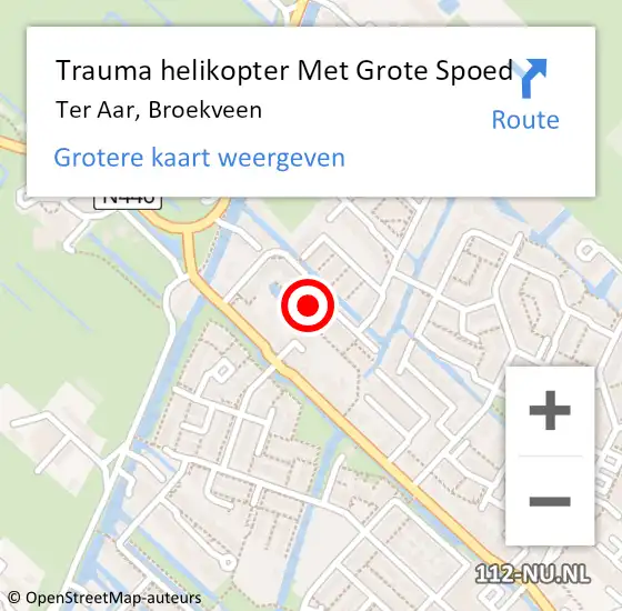 Locatie op kaart van de 112 melding: Trauma helikopter Met Grote Spoed Naar Ter Aar, Broekveen op 5 februari 2023 15:07