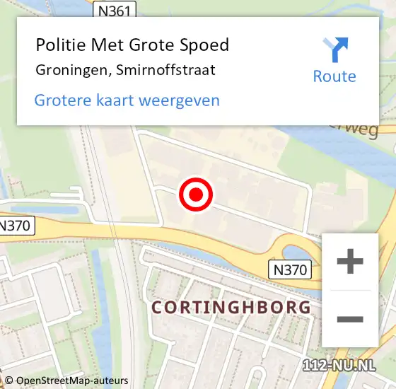 Locatie op kaart van de 112 melding: Politie Met Grote Spoed Naar Groningen, Smirnoffstraat op 5 februari 2023 15:08