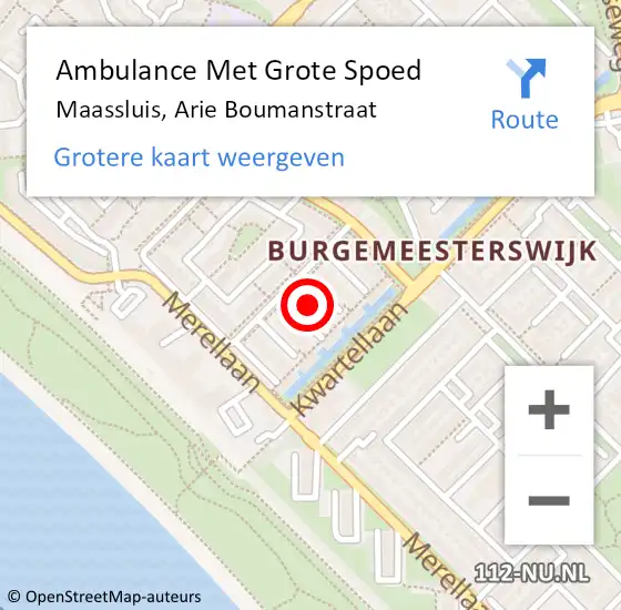 Locatie op kaart van de 112 melding: Ambulance Met Grote Spoed Naar Maassluis, Arie Boumanstraat op 5 februari 2023 15:17