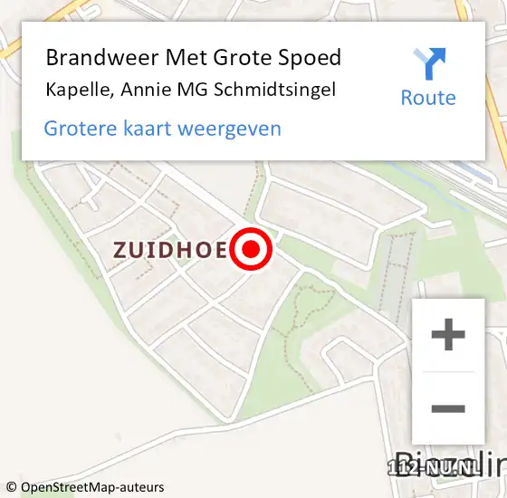 Locatie op kaart van de 112 melding: Brandweer Met Grote Spoed Naar Kapelle, Annie MG Schmidtsingel op 5 februari 2023 15:23