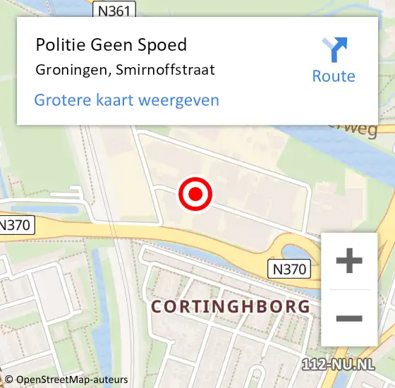 Locatie op kaart van de 112 melding: Politie Geen Spoed Naar Groningen, Smirnoffstraat op 5 februari 2023 15:30