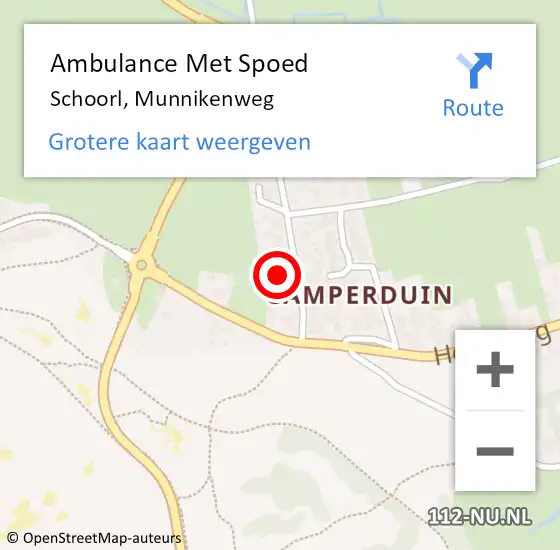 Locatie op kaart van de 112 melding: Ambulance Met Spoed Naar Schoorl, Munnikenweg op 5 februari 2023 15:39