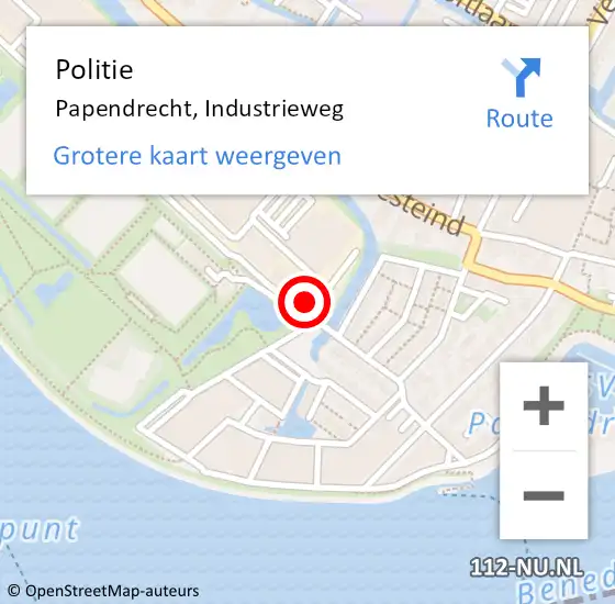Locatie op kaart van de 112 melding: Politie Papendrecht, Industrieweg op 5 februari 2023 16:01