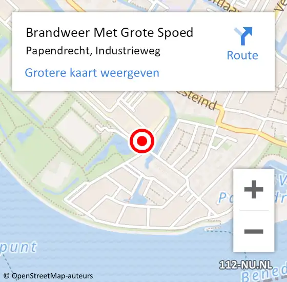 Locatie op kaart van de 112 melding: Brandweer Met Grote Spoed Naar Papendrecht, Industrieweg op 5 februari 2023 16:01