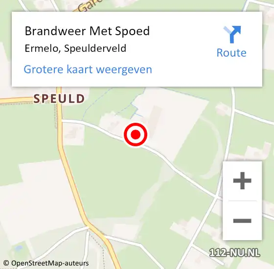 Locatie op kaart van de 112 melding: Brandweer Met Spoed Naar Ermelo, Speulderveld op 5 februari 2023 16:17