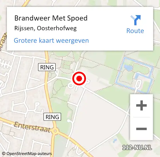 Locatie op kaart van de 112 melding: Brandweer Met Spoed Naar Rijssen, Oosterhofweg op 5 februari 2023 16:26