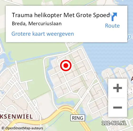 Locatie op kaart van de 112 melding: Trauma helikopter Met Grote Spoed Naar Breda, Mercuriuslaan op 5 februari 2023 16:31