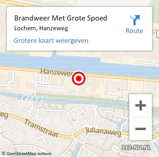 Locatie op kaart van de 112 melding: Brandweer Met Grote Spoed Naar Lochem, Hanzeweg op 5 februari 2023 16:36