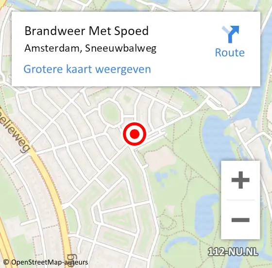 Locatie op kaart van de 112 melding: Brandweer Met Spoed Naar Amsterdam, Sneeuwbalweg op 5 februari 2023 16:47