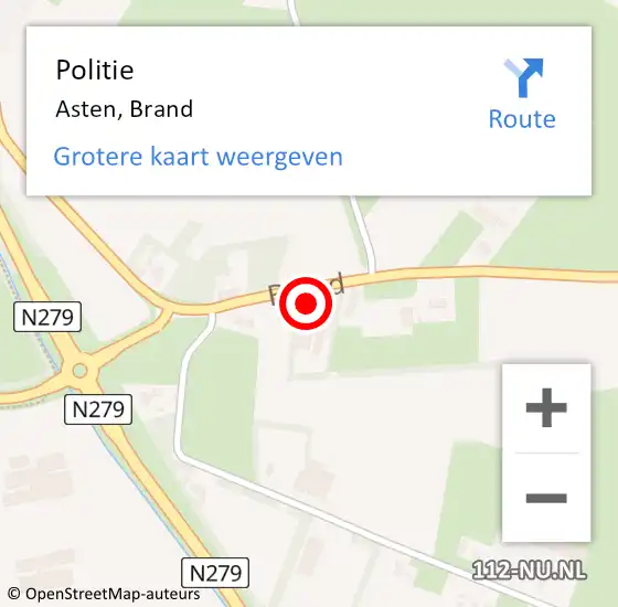 Locatie op kaart van de 112 melding: Politie Asten, Brand op 5 februari 2023 17:03