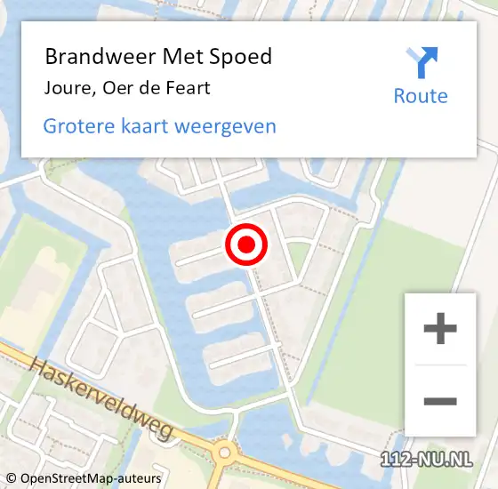 Locatie op kaart van de 112 melding: Brandweer Met Spoed Naar Joure, Oer de Feart op 5 februari 2023 17:04