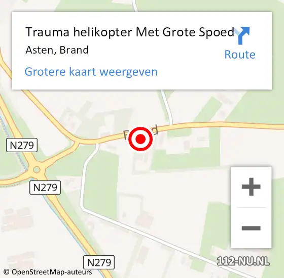 Locatie op kaart van de 112 melding: Trauma helikopter Met Grote Spoed Naar Asten, Brand op 5 februari 2023 17:08