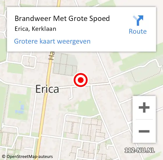 Locatie op kaart van de 112 melding: Brandweer Met Grote Spoed Naar Erica, Kerklaan op 5 februari 2023 17:17