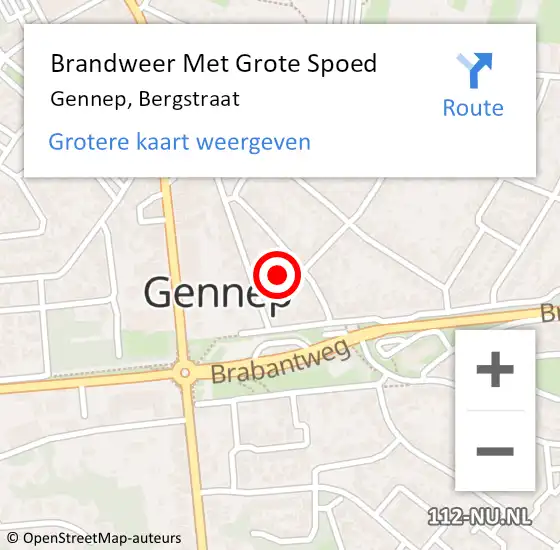 Locatie op kaart van de 112 melding: Brandweer Met Grote Spoed Naar Gennep, Bergstraat op 5 februari 2023 17:31