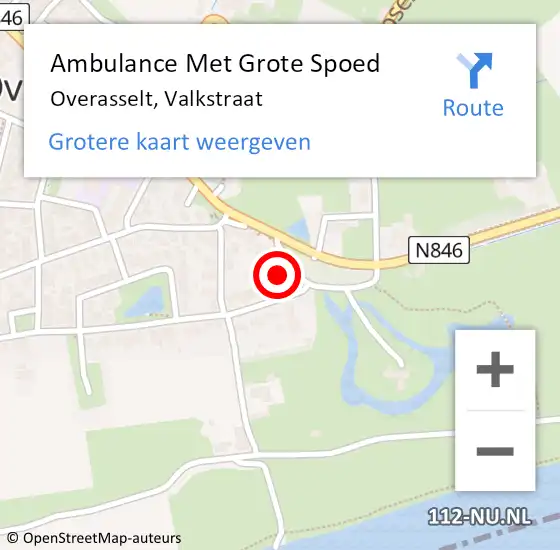 Locatie op kaart van de 112 melding: Ambulance Met Grote Spoed Naar Overasselt, Valkstraat op 5 februari 2023 17:41