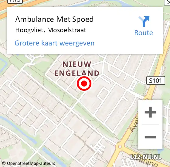 Locatie op kaart van de 112 melding: Ambulance Met Spoed Naar Hoogvliet, Mosoelstraat op 5 februari 2023 17:58