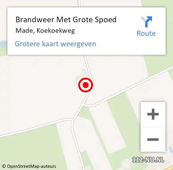 Locatie op kaart van de 112 melding: Brandweer Met Grote Spoed Naar Made, Koekoekweg op 5 februari 2023 18:14