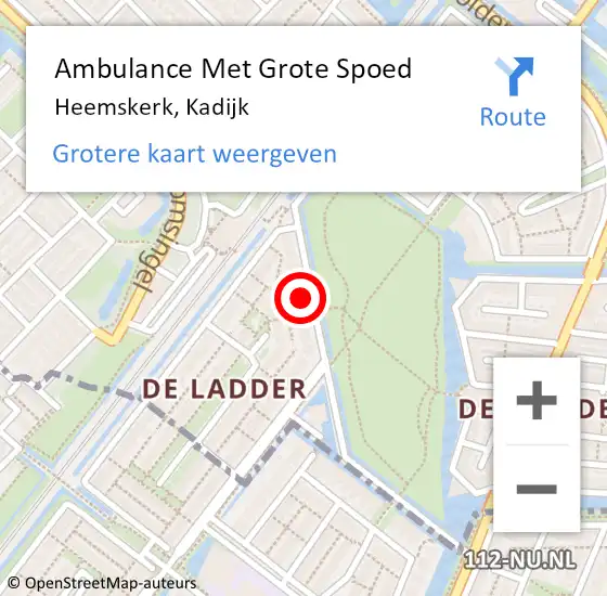 Locatie op kaart van de 112 melding: Ambulance Met Grote Spoed Naar Heemskerk, Kadijk op 5 februari 2023 18:33