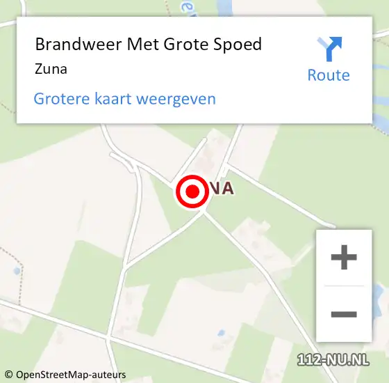 Locatie op kaart van de 112 melding: Brandweer Met Grote Spoed Naar Zuna op 5 februari 2023 19:21