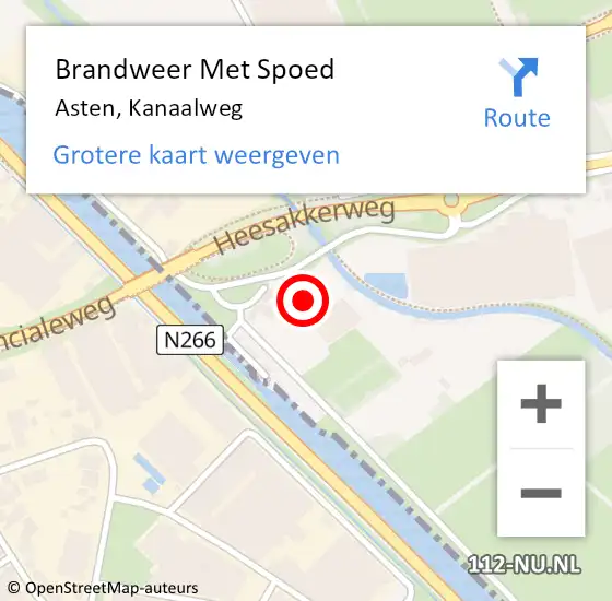 Locatie op kaart van de 112 melding: Brandweer Met Spoed Naar Asten, Kanaalweg op 5 februari 2023 19:39