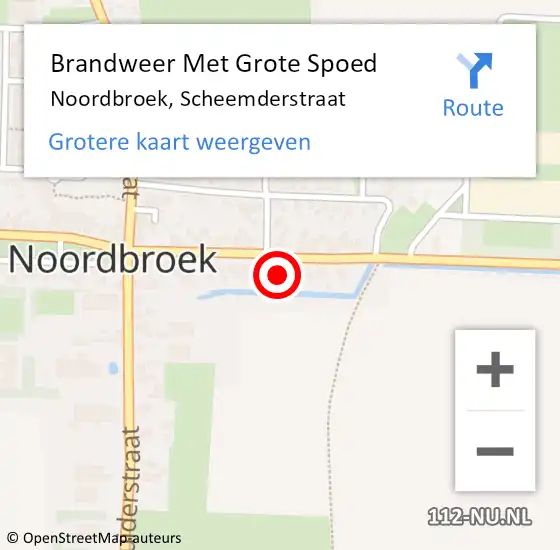 Locatie op kaart van de 112 melding: Brandweer Met Grote Spoed Naar Noordbroek, Scheemderstraat op 5 februari 2023 20:02