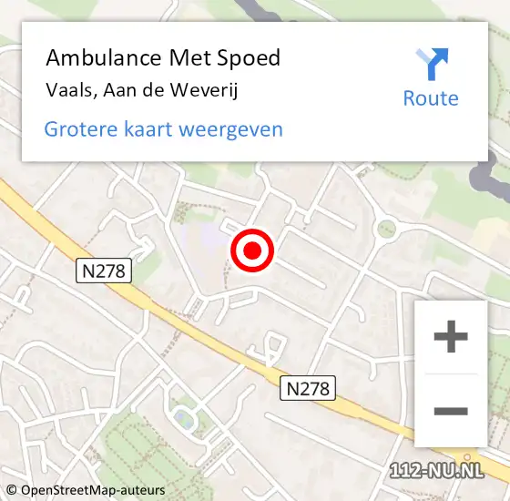 Locatie op kaart van de 112 melding: Ambulance Met Spoed Naar Vaals, Aan de Weverij op 14 augustus 2014 15:16