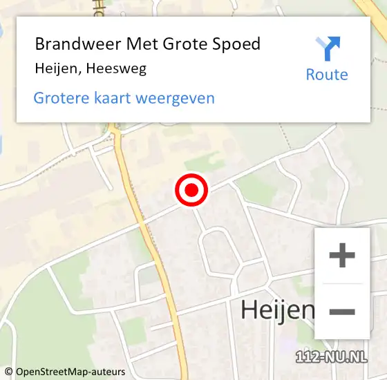 Locatie op kaart van de 112 melding: Brandweer Met Grote Spoed Naar Heijen, Heesweg op 5 februari 2023 20:16