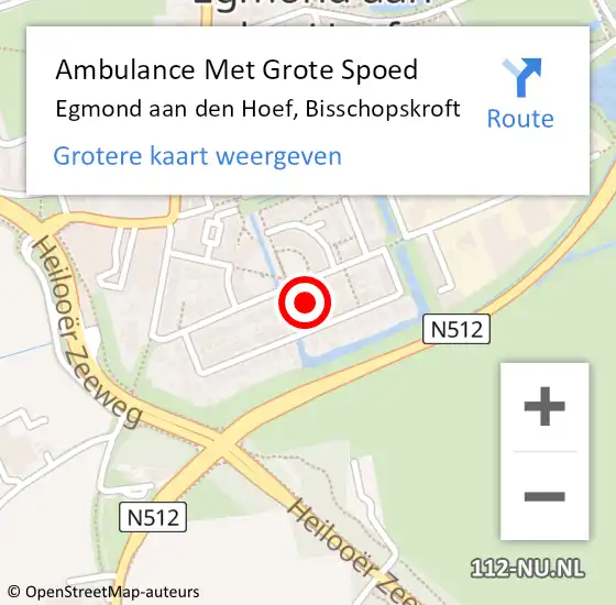 Locatie op kaart van de 112 melding: Ambulance Met Grote Spoed Naar Egmond aan den Hoef, Bisschopskroft op 5 februari 2023 20:17