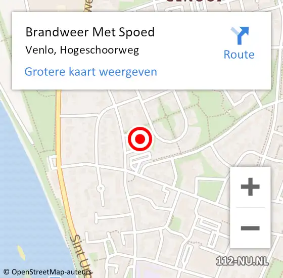 Locatie op kaart van de 112 melding: Brandweer Met Spoed Naar Venlo, Hogeschoorweg op 5 februari 2023 20:18