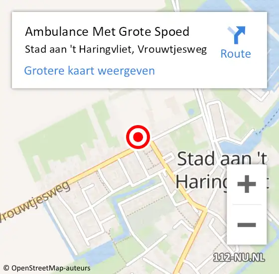 Locatie op kaart van de 112 melding: Ambulance Met Grote Spoed Naar Stad aan 't Haringvliet, Vrouwtjesweg op 5 februari 2023 20:40