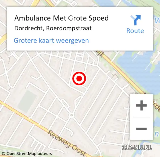 Locatie op kaart van de 112 melding: Ambulance Met Grote Spoed Naar Dordrecht, Roerdompstraat op 5 februari 2023 21:30