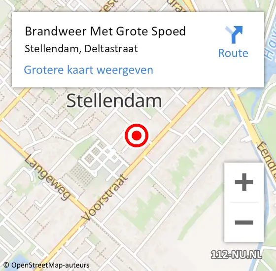 Locatie op kaart van de 112 melding: Brandweer Met Grote Spoed Naar Stellendam, Deltastraat op 5 februari 2023 21:48