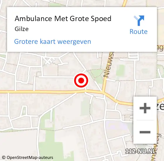 Locatie op kaart van de 112 melding: Ambulance Met Grote Spoed Naar Gilze op 5 februari 2023 22:03