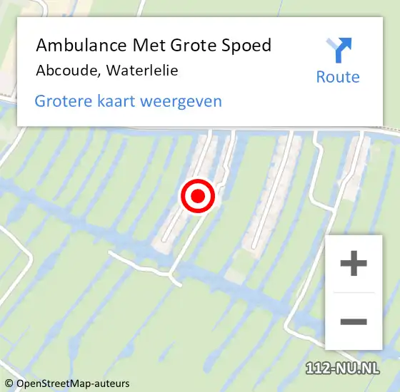 Locatie op kaart van de 112 melding: Ambulance Met Grote Spoed Naar Abcoude, Waterlelie op 5 februari 2023 22:04